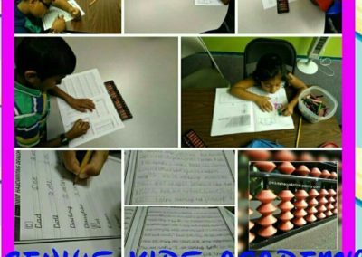 Children engaged in educational activities at Genius Kids Academy.